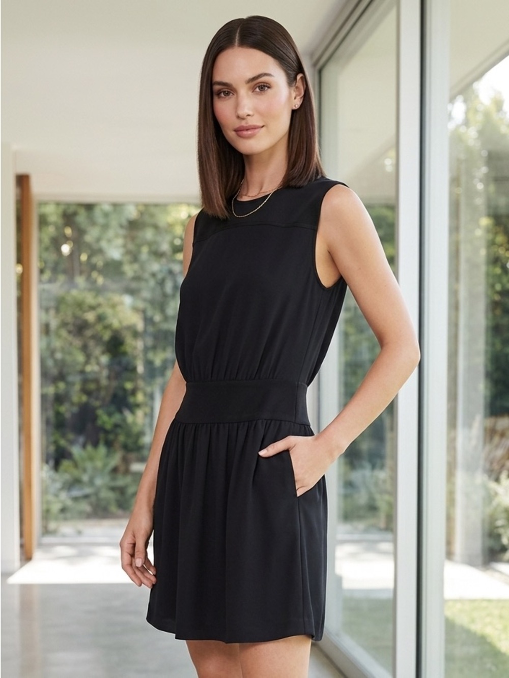 NWT Theory Silk Blouson Dress in Classic Georgette Size 4